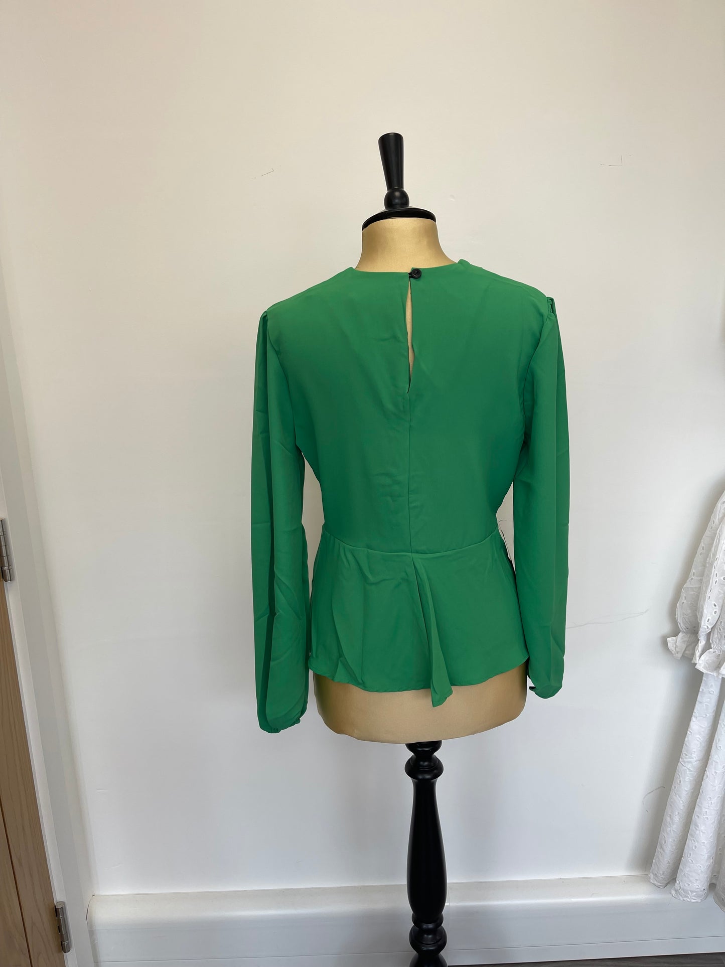 Green tie side Blouse