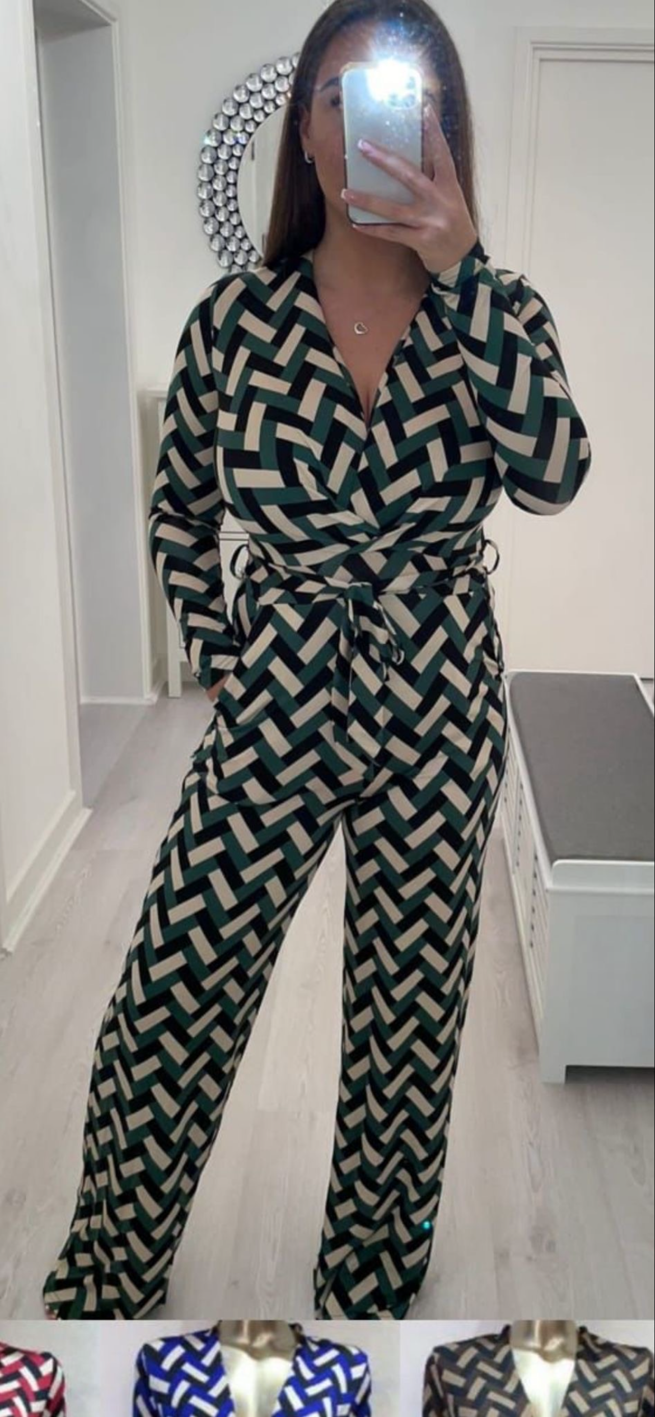 Green long sleeve jumpsuit