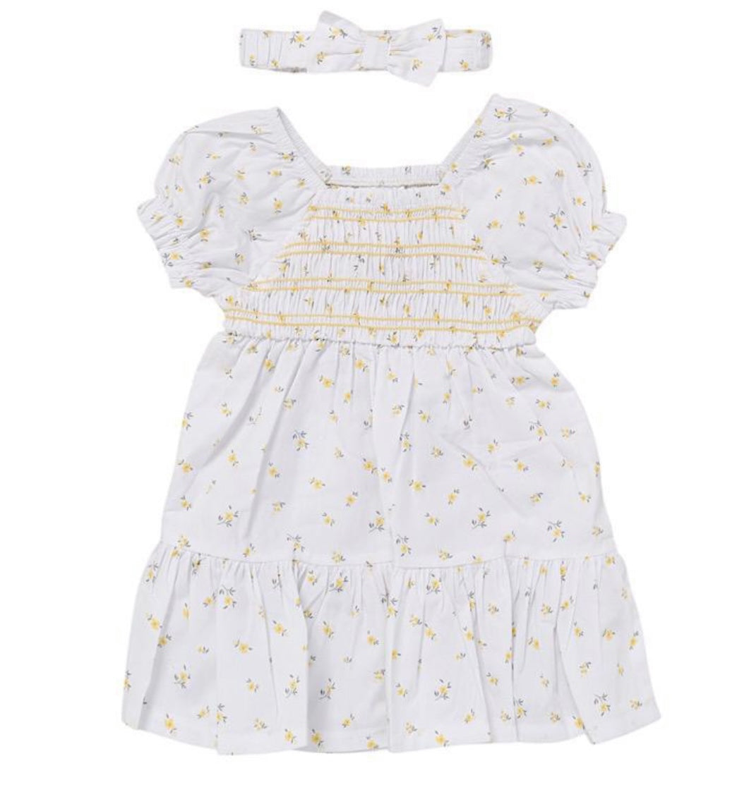 Baby girl white and yellow floral summer dress