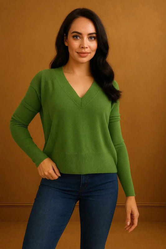 Forest Green v-neck jumper