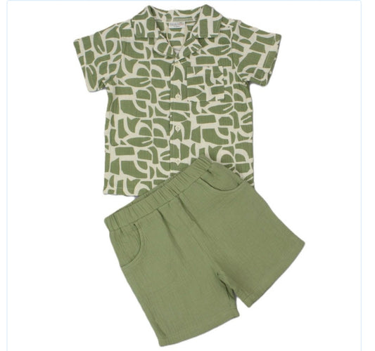 Boys print muslin set