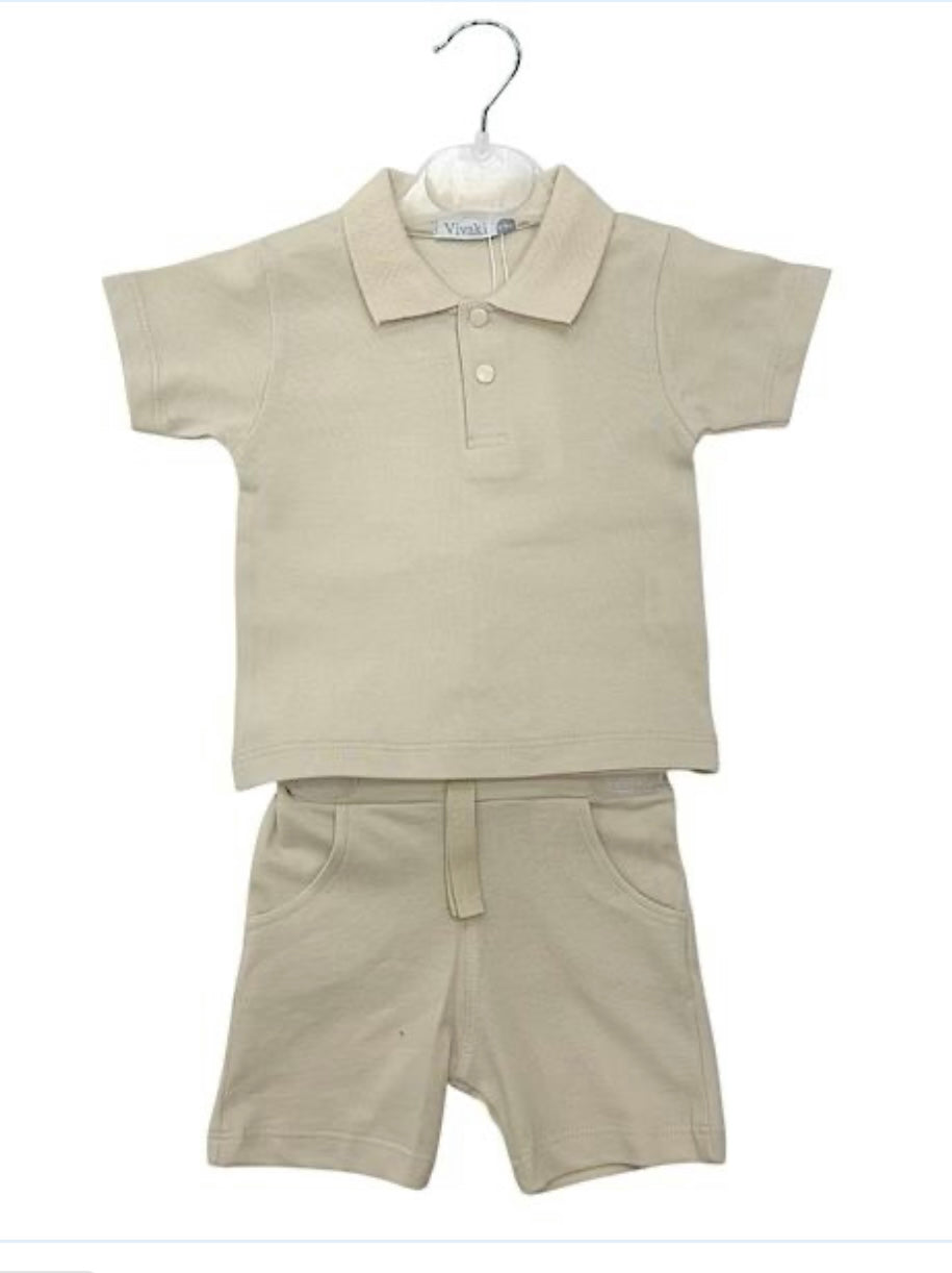 Beige polo shirt set
