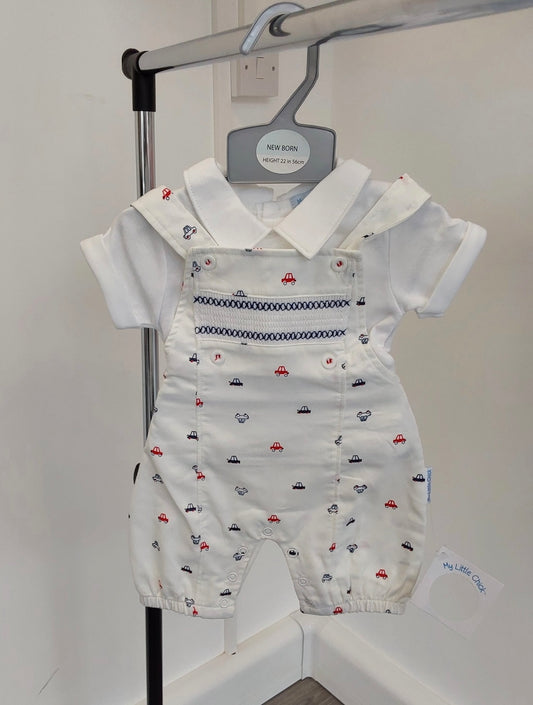 Boys car dungaree set