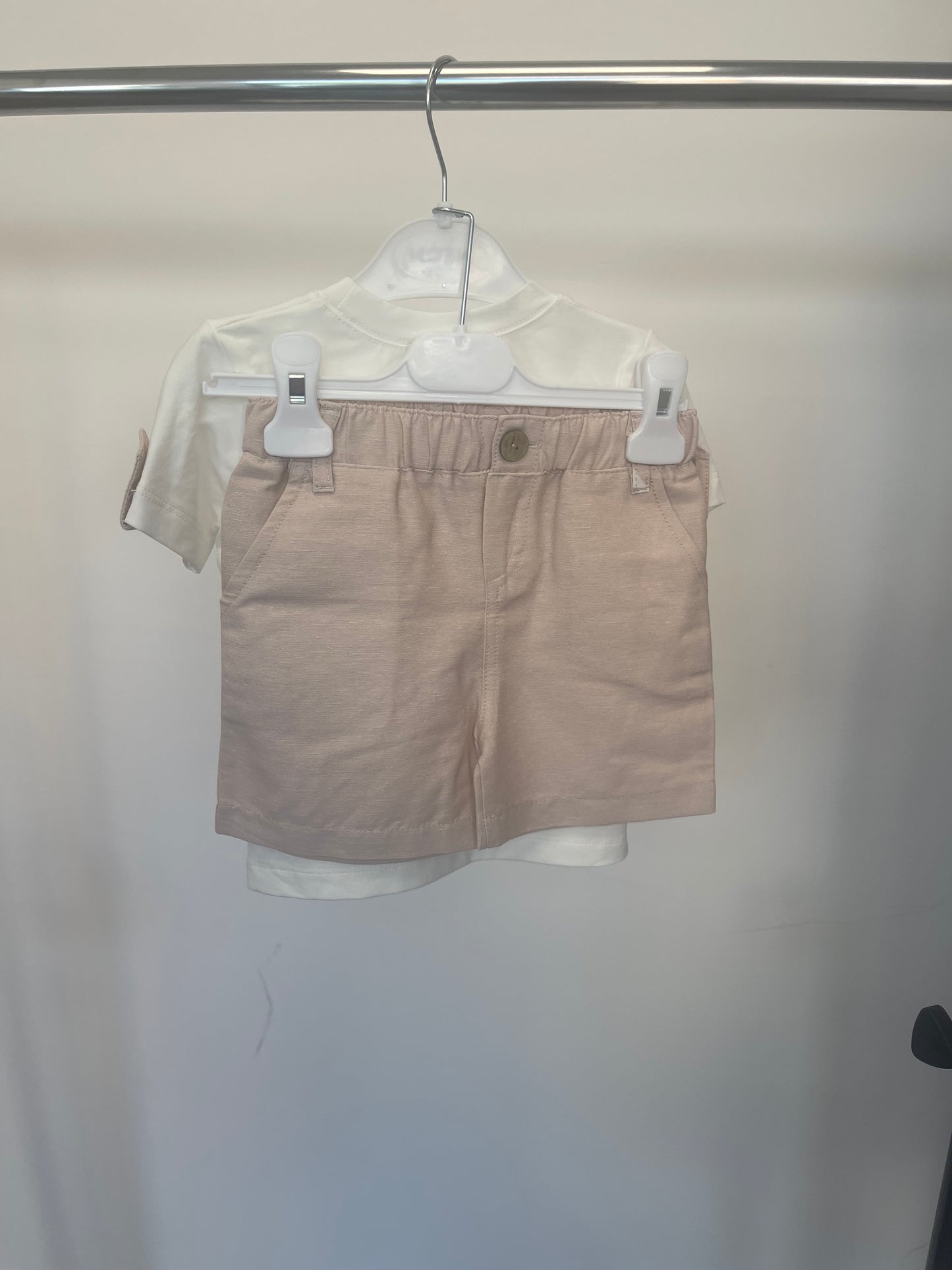 Boys white and beige set