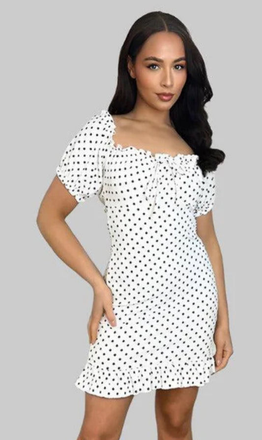 White polka dress