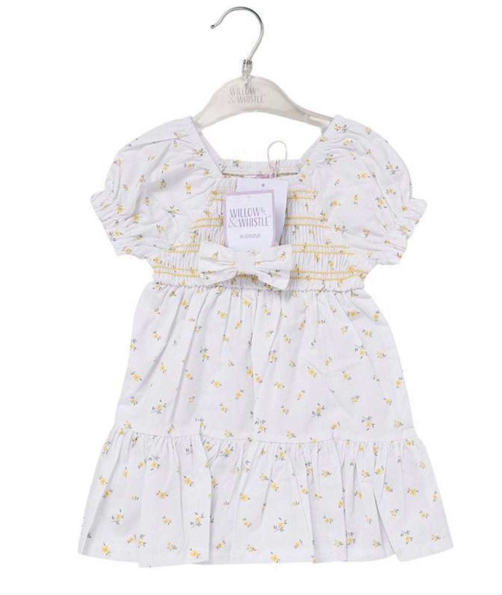 Baby girl white and yellow floral summer dress