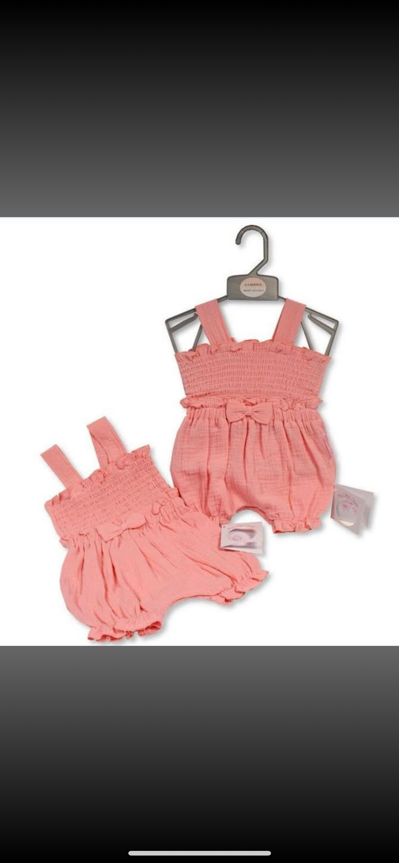 Baby girl pink bow romper