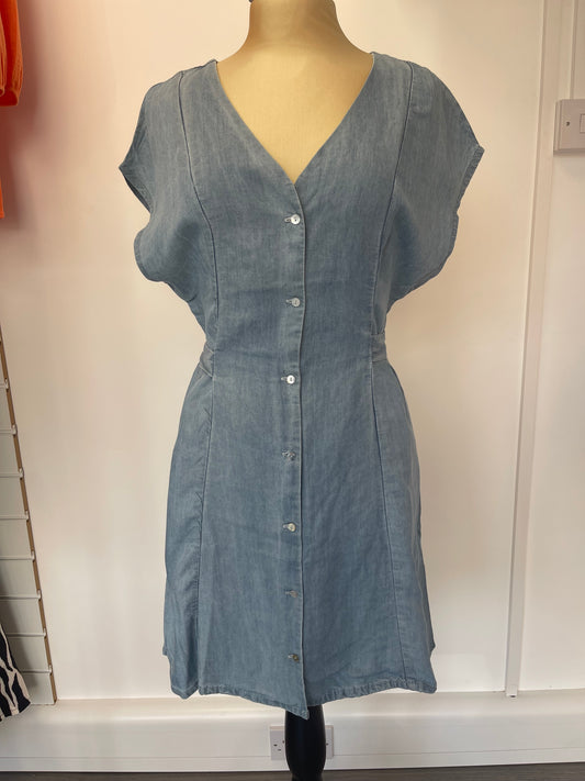 Tie back denim style dress