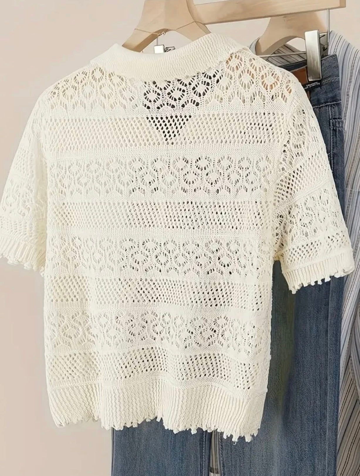 Crochet lace collar blouse