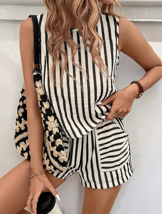Stripe sleeveless co ord set