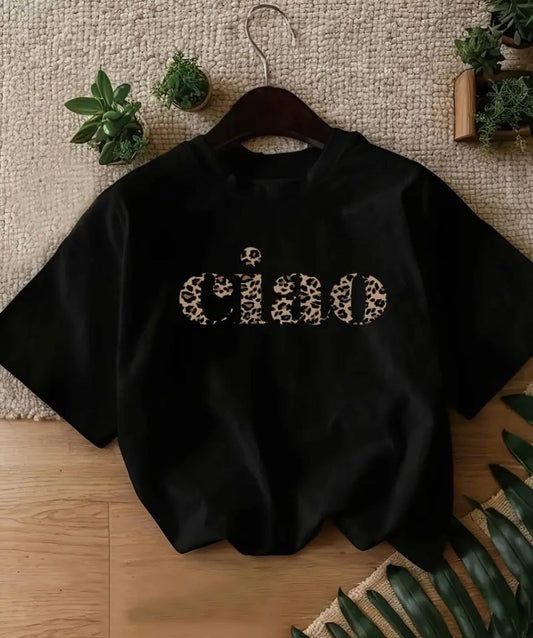 Black leopard ciao t shirt